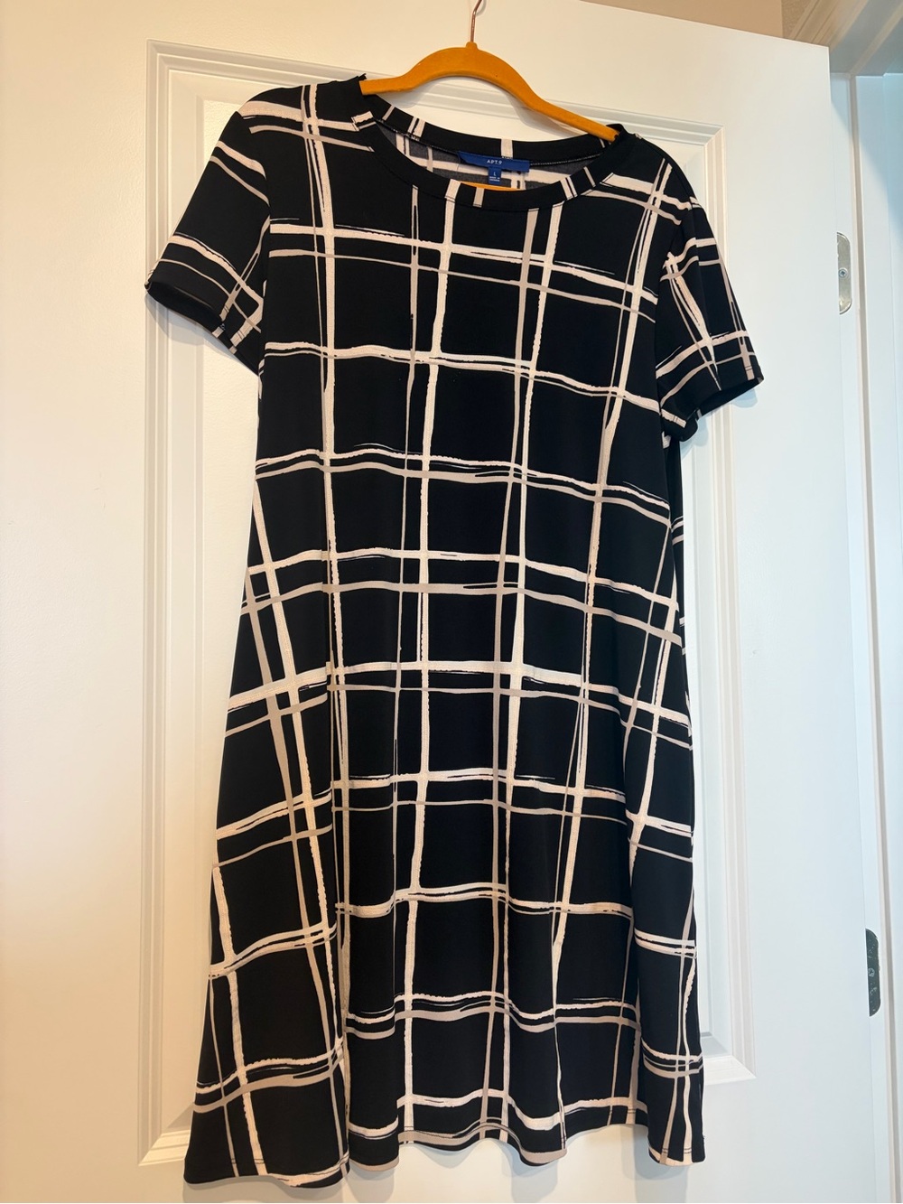 Apt. 9 Black and White Grid Midi Shift Dress